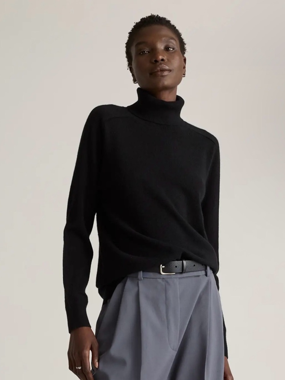 Quince Mongolian Cashmere Turtleneck Sweater XL Black NWT